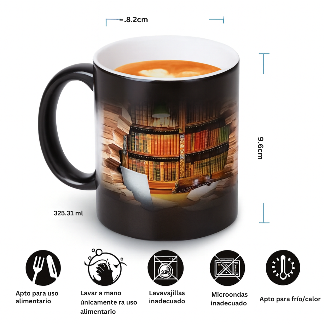 Librería encantadora Taza de cerámica que revela el calor
