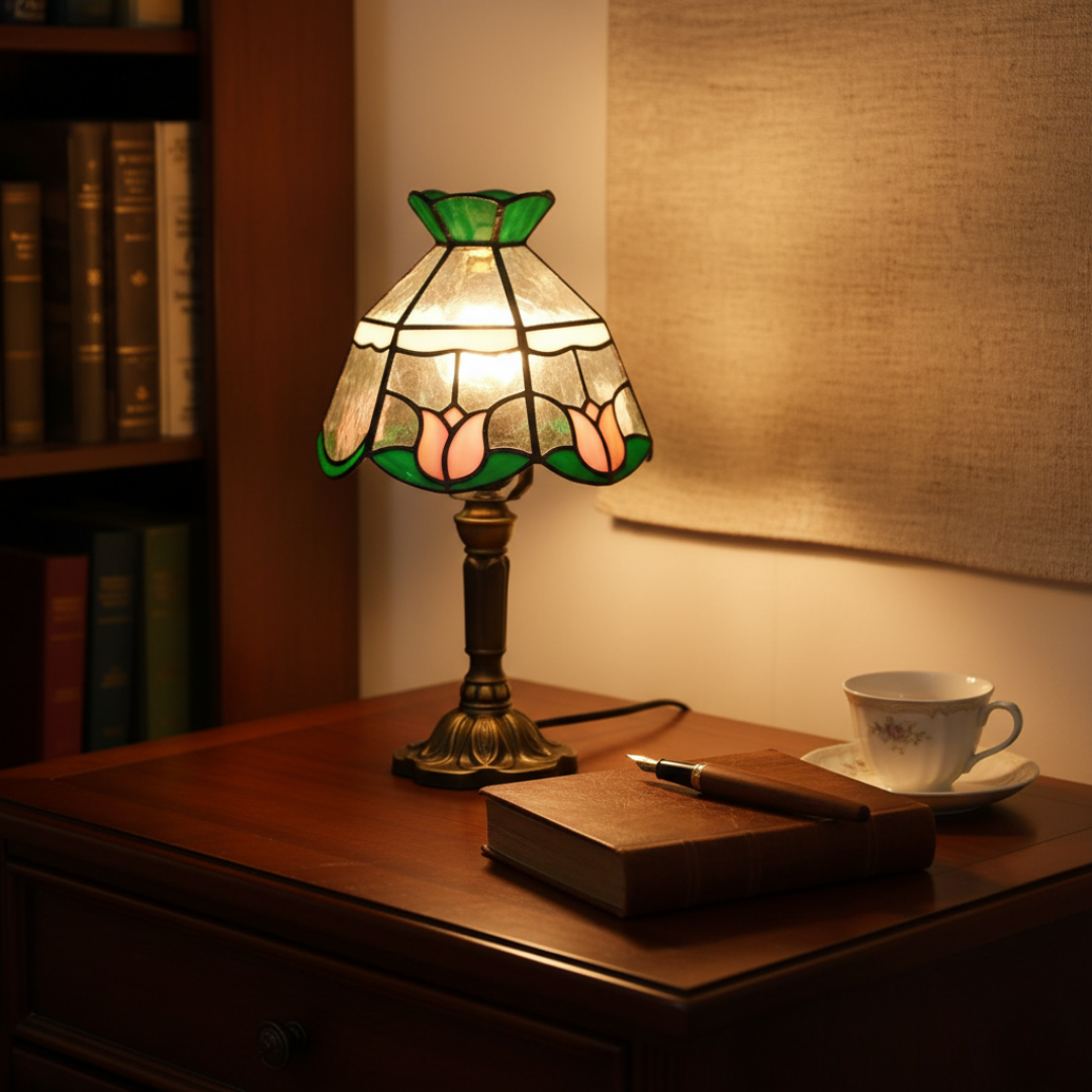 Lámpara de mesa LED barroca Flor de Tulipán