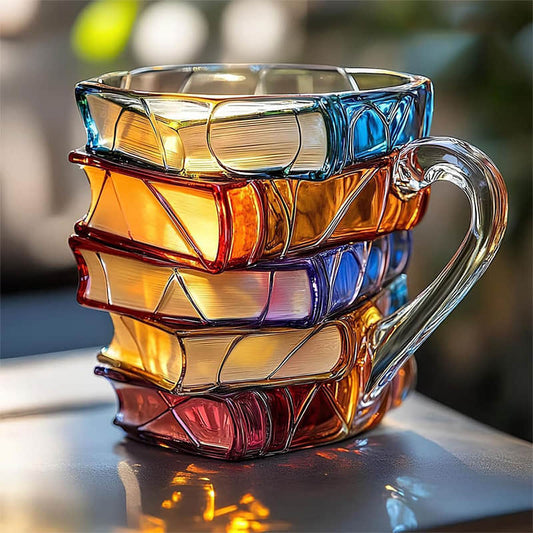 Taza Vitral de Libros 3D