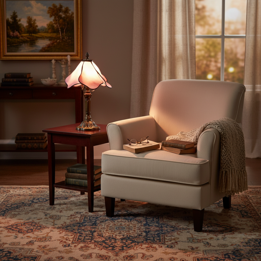 Lámpara de mesa LED barroca Flor Rosada