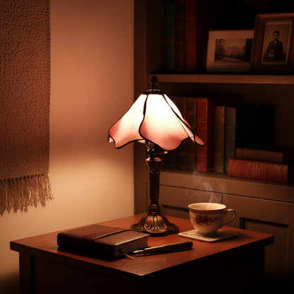 Lámpara de mesa LED barroca Flor Rosada